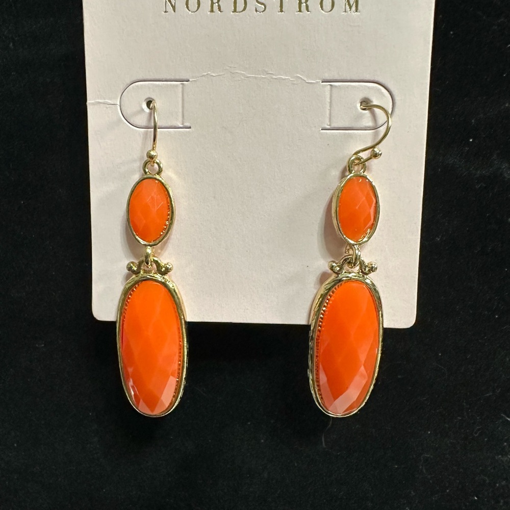 Nordstrom Vibrant Orange and Gold Statement Earrings